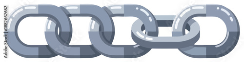 Chain metallic link connection concept illustration isolated on transparent background