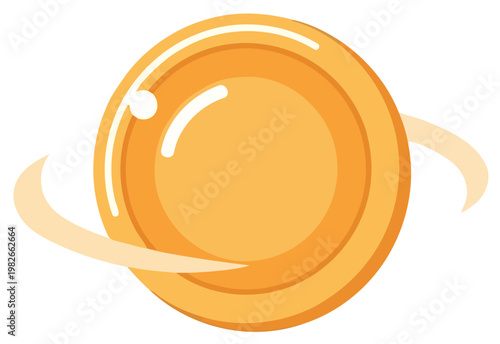 Coin golden digital currency icon with orbit ring design on transparent background