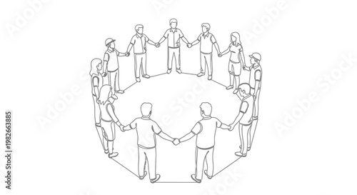 Diverse group of people holding hands.