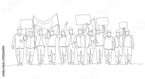 Diverse group of people protesting together.