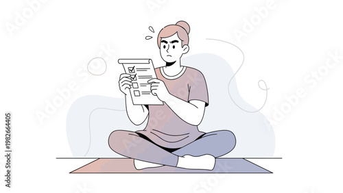 Confused Woman with Checklist, Decision Making, Brainstorming, Task Management, Overwhelmed