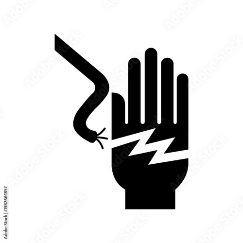 electric shock, with a hand symbol warning vector design