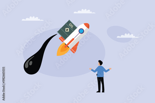 Skyrocketing Oil Prices and Energy Market Inflation Concept 2d flat vector illustration