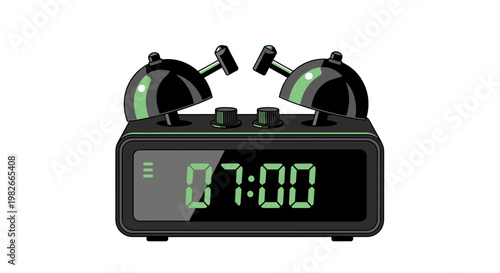 Classic Alarm Clock Showing Seven O'Clock Digital Display