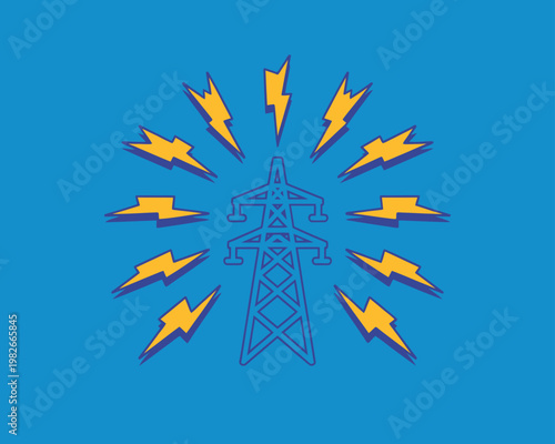 Electricity pylon transmits high power.