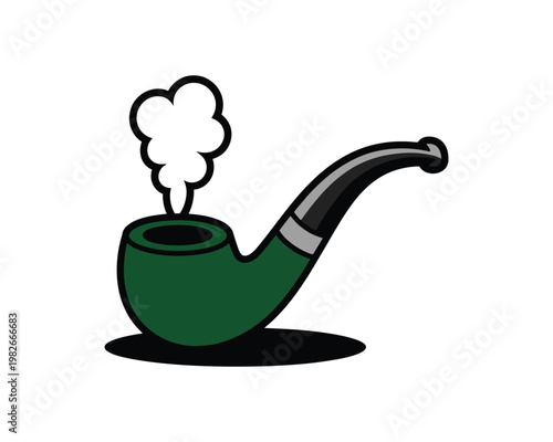 Smoking pipe emits a small puff of white.