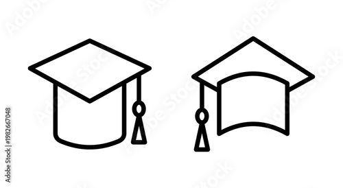 Education icon symbol for apps and websites. Graduation cap sign and symbol. Graduate. Students cap