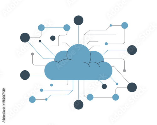 Cloud computing connects various data points.