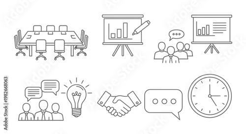 Business Meeting Presentation Discussion Icons.