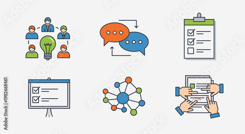 Business Communication and Teamwork Icons.
