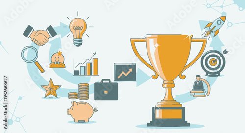 Golden Trophy Cup Award Symbol.