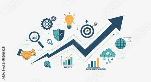 Business growth and finance icons.
