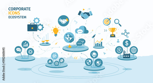 Business ecosystem concept with icons.