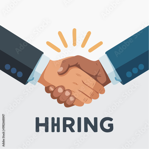 Handshake between two simplified hands, agreement and hiring success
