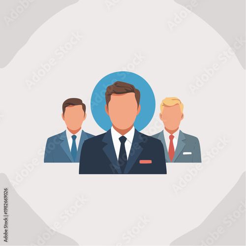 Group of three user icons with one highlighted using bold circle