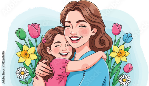 Mother Embracing Little Girl 3.