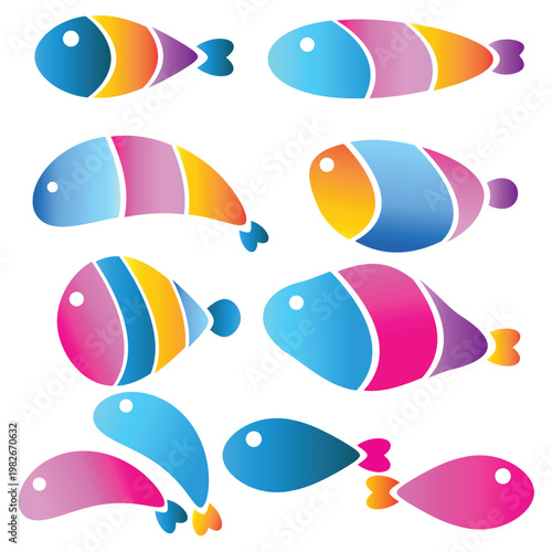 A collection of various fish icons