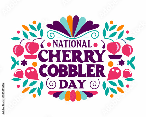 Cherry Cobbler Dessert Vector Art, Sweet Food Holiday Isolated on White Background