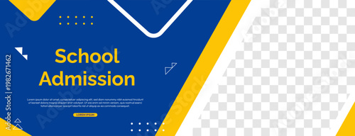 School Admission Announcement Banner Template for Enrollment, Registration and Back-to-School Promotion