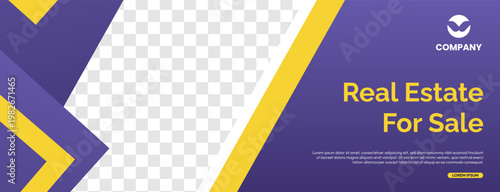 Real Estate For Sale Banner - Modern Purple And Yellow Property Sale Advertisement Template