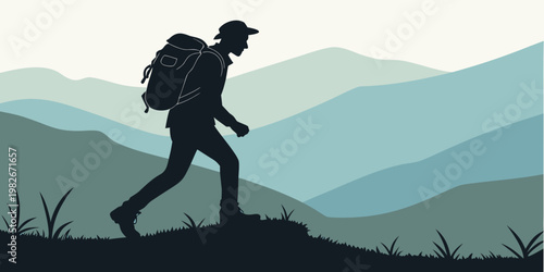 Silhouette of a hiker with a backpack on a mountain trail silhouette mountains backpack adventure trekking traveler climbing exploration lifestyle landscape wilderness backpacking