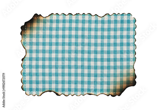 Burnt Checkered Fabric Texture. Distressed Gingham Pattern. Vintage Design Element. Rustic Background.