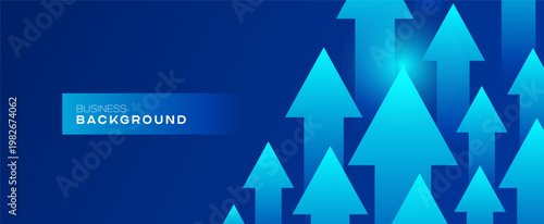 Business arrow finance growth on blue background vector. Digital technology fantastic design with graph trading stock finance increase. Arrows moving up investment strategy to success.