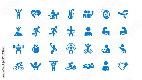 Flat icons illustrating daily activities and lifestyle elements. Suitable for apps and modern design projects.