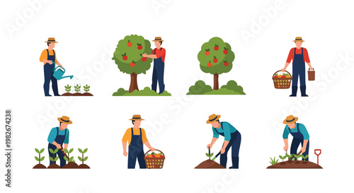 Farmer's Daily Life: Cultivation, Watering, Harvesting, Planting