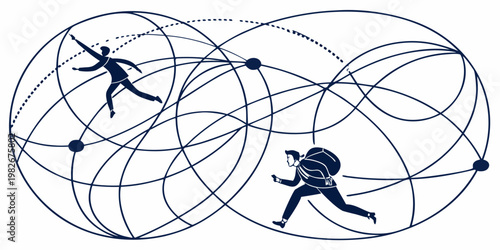 Global network connectivity and digital communication concept with silhouettes of people traveling connectivity communication technology connection interaction business internet traveler