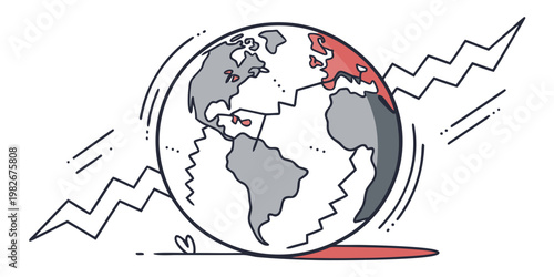 Global financial crisis and economic instability conceptual illustration with globe and market chart instability business recession economic corporate analysis statistics commerce