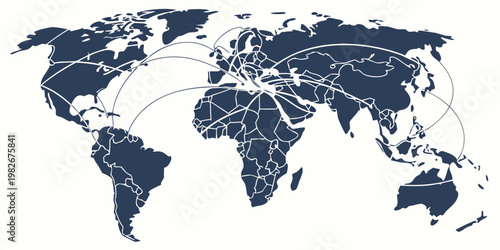 Global communication network and international connectivity web on world map with communication connectivity international business connection internet technology infrastructure commerce