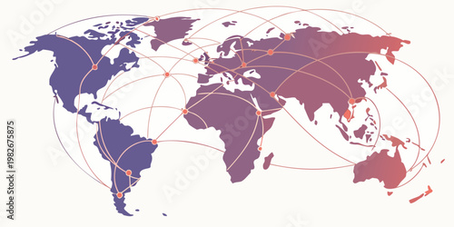 Global network communication map with interconnected nodes communication connections internet technology business international connectivity infrastructure geography exchange planning