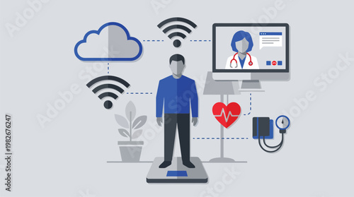 Person Using Telemedicine Health Monitoring System.