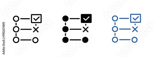 Task checklist icon featuring check and cross marks for completed and pending tasks to do list workflow control productivity and business process management