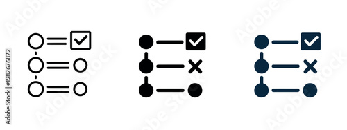 Task checklist icon with check and cross marks showing completed and pending tasks for to do list workflow task management productivity planning business process