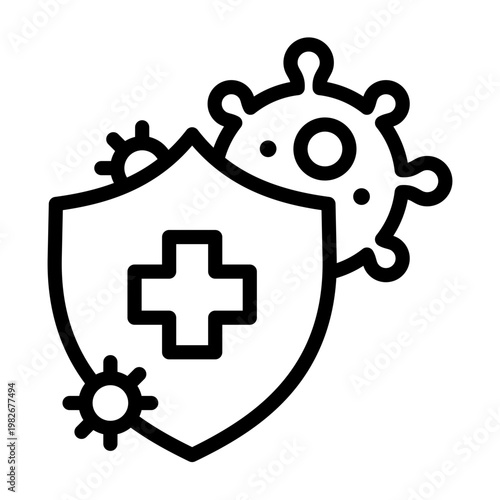 immune system shield icon line
