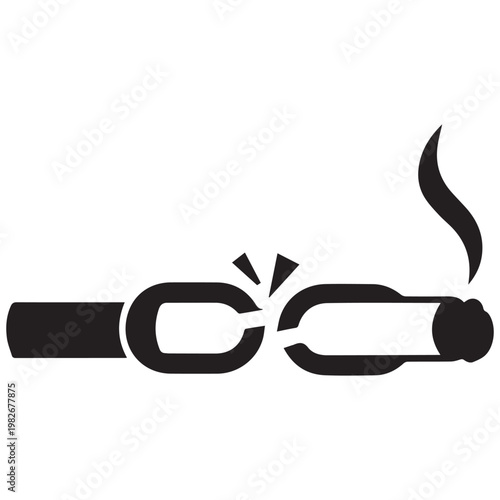 Broken cigarette chain link graphic representing addiction and struggle with addiction cigarette struggle metaphor