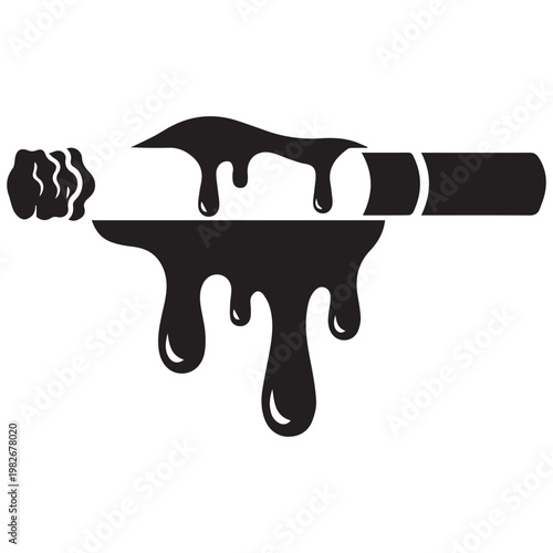Melting cigarette with dripping tar cigarette dripping illustration addiction nicotine dissolve substance