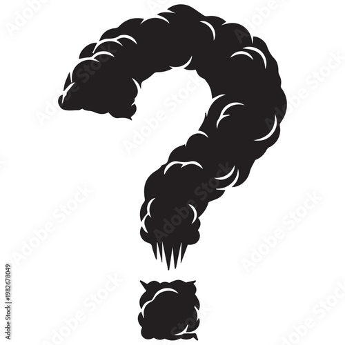 Question mark made of smoke clouds with question curiosity uncertainty illustration metaphor pondering thinking