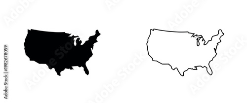 USA map United States of America outline map flat line design vector illustration showing geographic regions clean minimal style