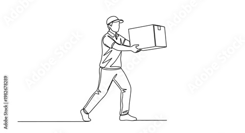 Man carrying a large cardboard box.