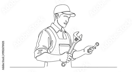 Man holding wrench and socket.