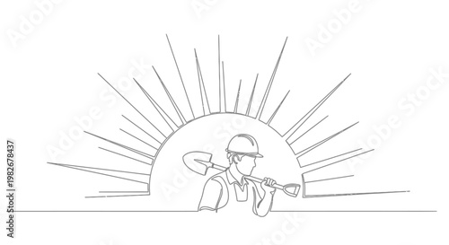 Man in hard hat holding shovel.