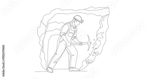 Man in hard hat mining rocks.