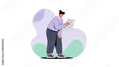 Person checking wellness checklist, healthy lifestyle concept, flat illustration