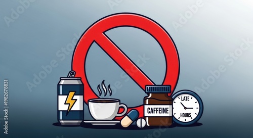 No Caffeine Energy Drink and Coffee Prohibition Sign