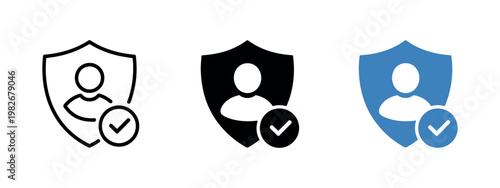 User security and protection icon with shield and check mark symbol for verified account privacy safe access cybersecurity login data protection concept