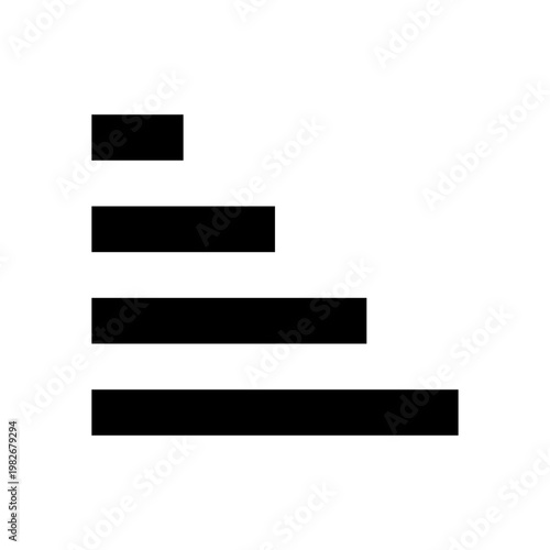 Sort icon in sharp bold line style showing data arranged in ascending order. Perfect for interfaces, tables, filters, dropdowns, dashboards, and content organization in apps or systems.