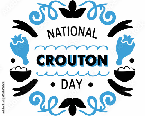 Delicious Croutons Vector Illustration for National Crouton Day, Food Holiday Design